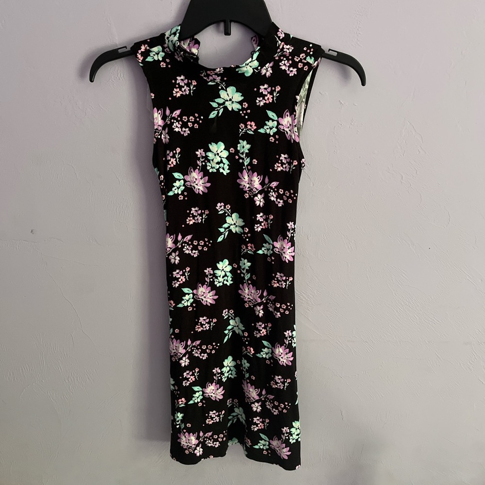 Mini Black Floral Dress, XS, Justice